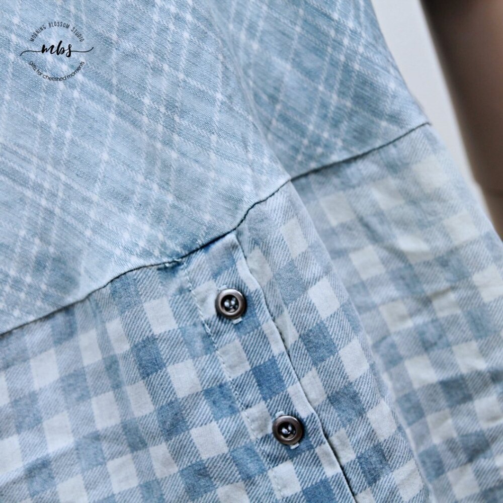 NWOT Korye Checkered Plaid Long Sleeve Roll Tab Button Down Shirt Blue Women XL - Picture 11 of 13